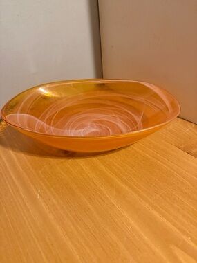 Handblown Orange Glass Art Bowl
